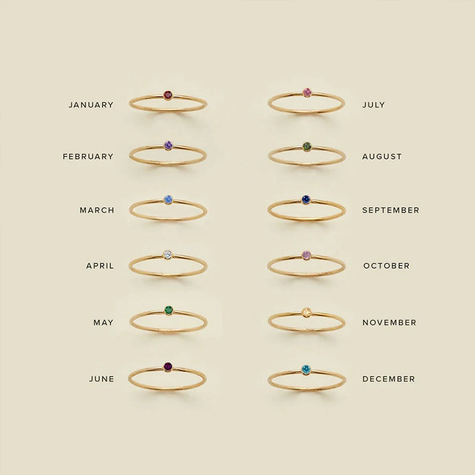 Your Touch - Geburtsstein-Ring aus Edelstahl, 18K vergoldet – personalisierbar nach Monat