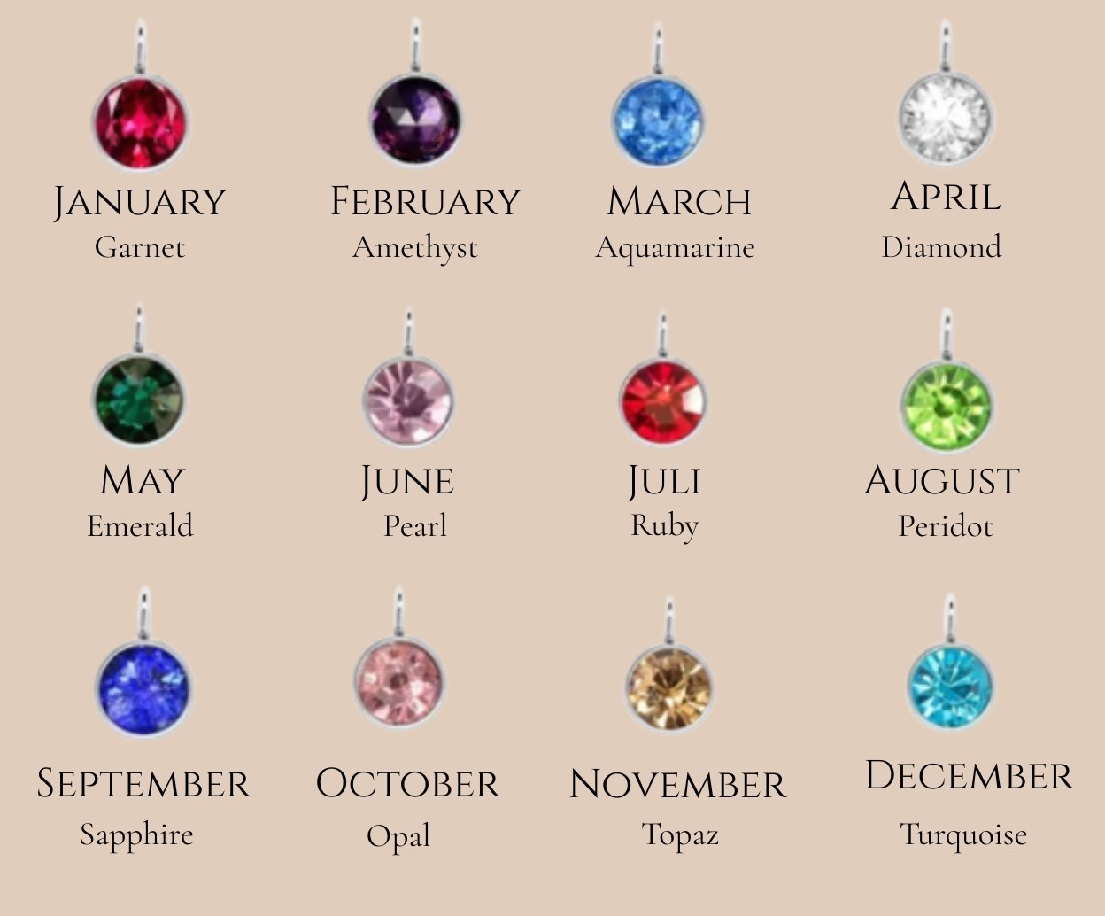 Your Touch - Geburtsstein-Halskette mit Halbmond